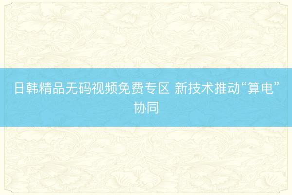日韩精品无码视频免费专区 新技术推动“算电”协同