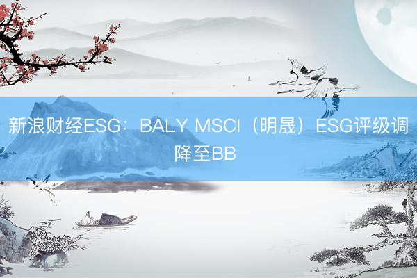新浪财经ESG：BALY MSCI（明晟）ESG评级调降至BB 
