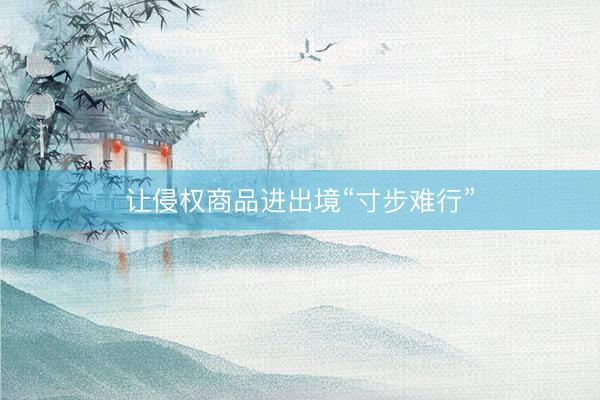 让侵权商品进出境“寸步难行”