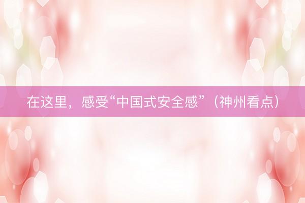 在这里，感受“中国式安全感”（神州看点）