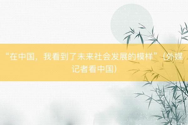 “在中国，我看到了未来社会发展的模样”（外媒记者看中国）