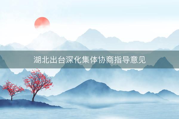 湖北出台深化集体协商指导意见