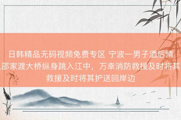 日韩精品无码视频免费专区 宁波一男子酒后情绪激动，从邵家渡大桥纵身跳入江中，万幸消防救援及时将其护送回岸边