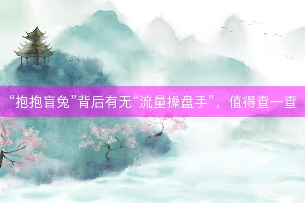 “抱抱盲兔”背后有无“流量操盘手”，值得查一查