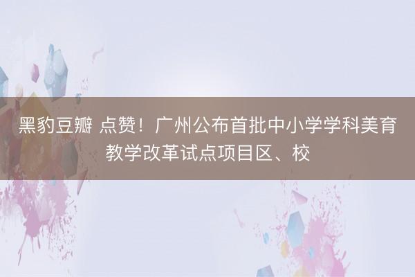 黑豹豆瓣 点赞！广州公布首批中小学学科美育教学改革试点项目区、校