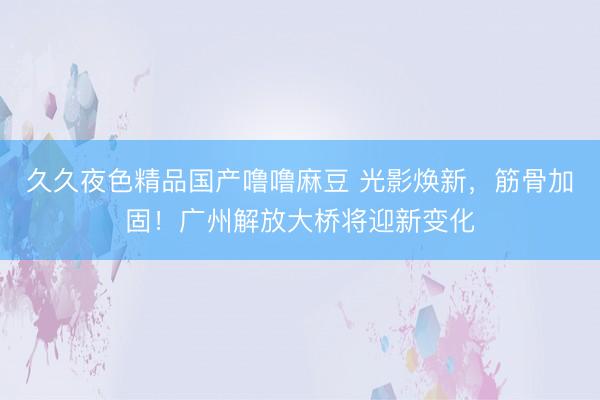 久久夜色精品国产噜噜麻豆 光影焕新，筋骨加固！广州解放大桥将迎新变化