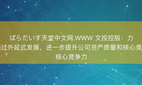 ぱらだいす天堂中文网.WWW 文投控股：力争通过外延式发展，进一步提升公司资产质量和核心竞争力