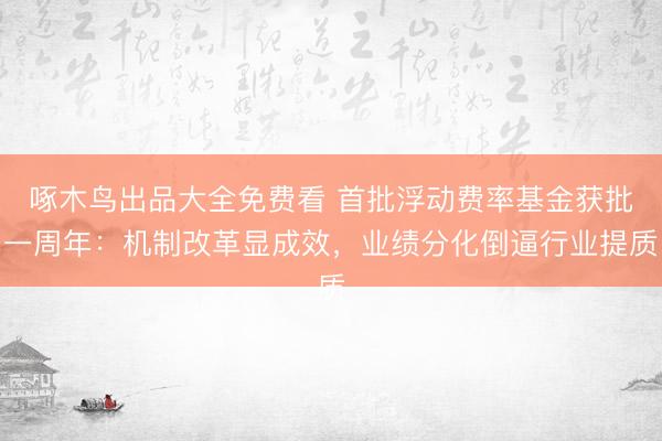 啄木鸟出品大全免费看 首批浮动费率基金获批一周年：机制改革显成效，业绩分化倒逼行业提质