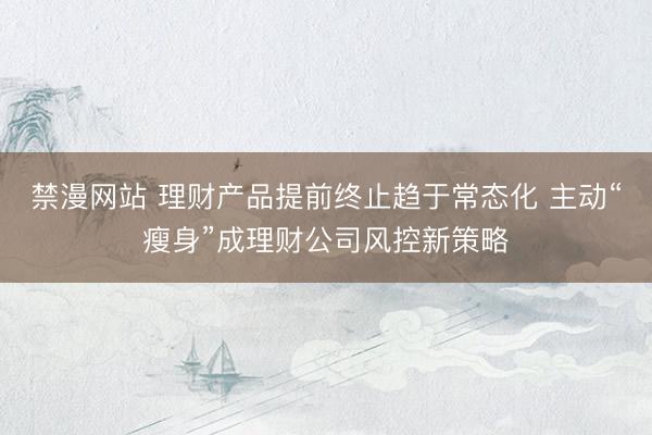 禁漫网站 理财产品提前终止趋于常态化 主动“瘦身”成理财公司风控新策略