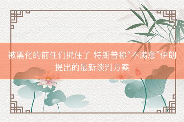 被黑化的前任们抓住了 特朗普称“不满意”伊朗提出的最新谈判方案