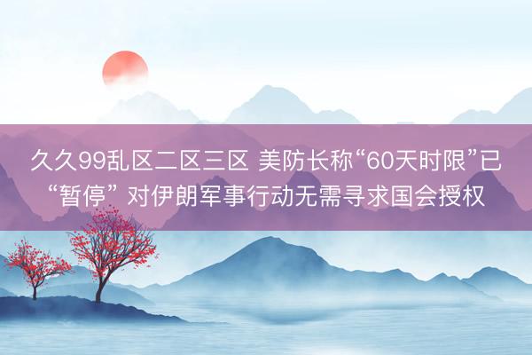 久久99乱区二区三区 美防长称“60天时限”已“暂停” 对伊朗军事行动无需寻求国会授权