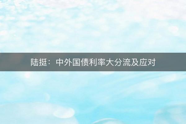 陆挺：中外国债利率大分流及应对