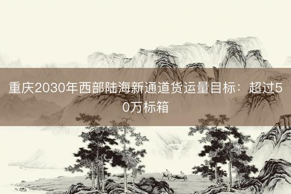 重庆2030年西部陆海新通道货运量目标：超过50万标箱