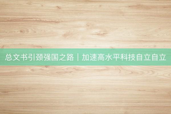 总文书引颈强国之路｜加速高水平科技自立自立