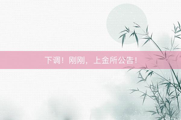 下调！刚刚，上金所公告！
