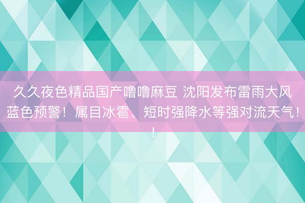 久久夜色精品国产噜噜麻豆 沈阳发布雷雨大风蓝色预警！属目冰雹、短时强降水等强对流天气！