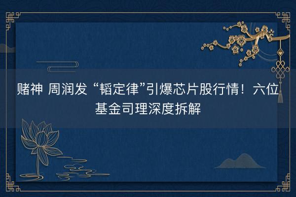 赌神 周润发 “韬定律”引爆芯片股行情！六位基金司理深度拆解