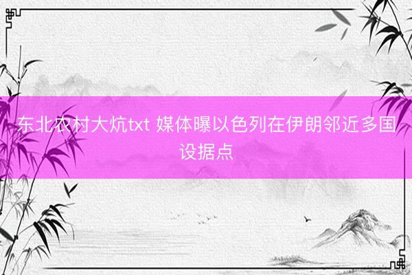 东北农村大炕txt 媒体曝以色列在伊朗邻近多国设据点