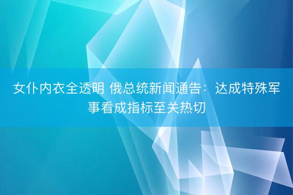 女仆内衣全透明 俄总统新闻通告：达成特殊军事看成指标至关热切