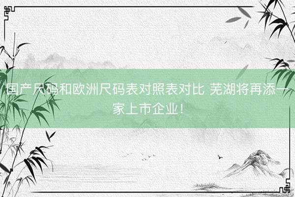 国产尺码和欧洲尺码表对照表对比 芜湖将再添一家上市企业！