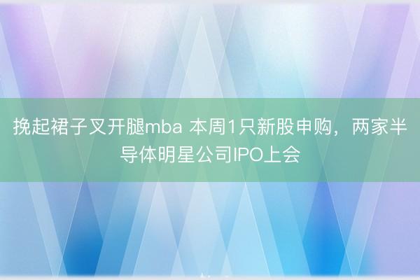 挽起裙子叉开腿mba 本周1只新股申购,两家半导体明星公司IPO上会