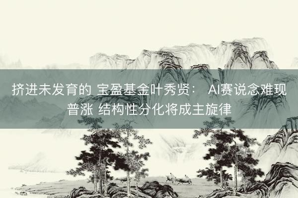 挤进未发育的 宝盈基金叶秀贤： AI赛说念难现普涨 结构性分化将成主旋律
