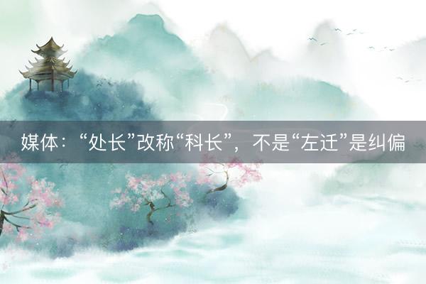 媒体：“处长”改称“科长”，不是“左迁”是纠偏