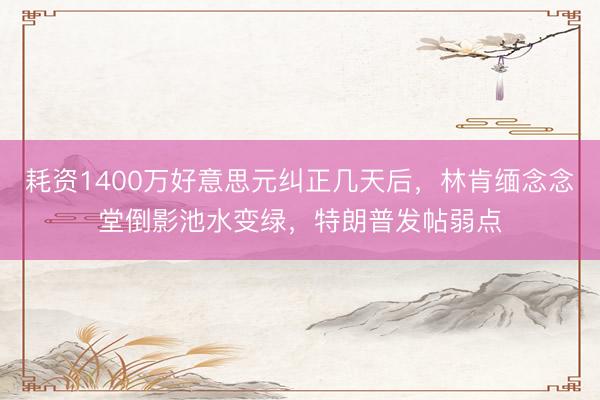 耗资1400万好意思元纠正几天后，林肯缅念念堂倒影池水变绿，特朗普发帖弱点