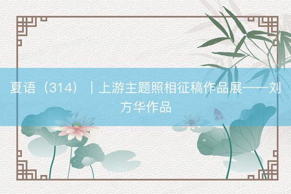 夏语（314）｜上游主题照相征稿作品展——刘方华作品
